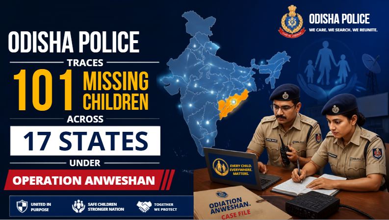Odisha Police Traces 101 Missing Children Across 17 States Under Operation Anweshan